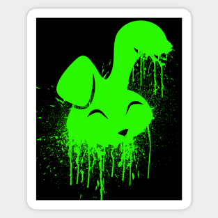 Hot Neon Green Spray Paint Cute Bunny Sticker